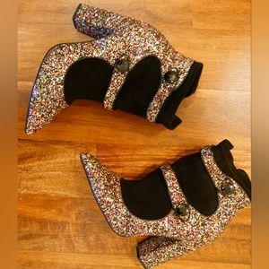 Silver glitter booties